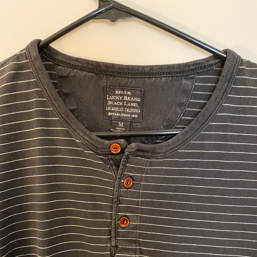Lucky brand distressed striped henley